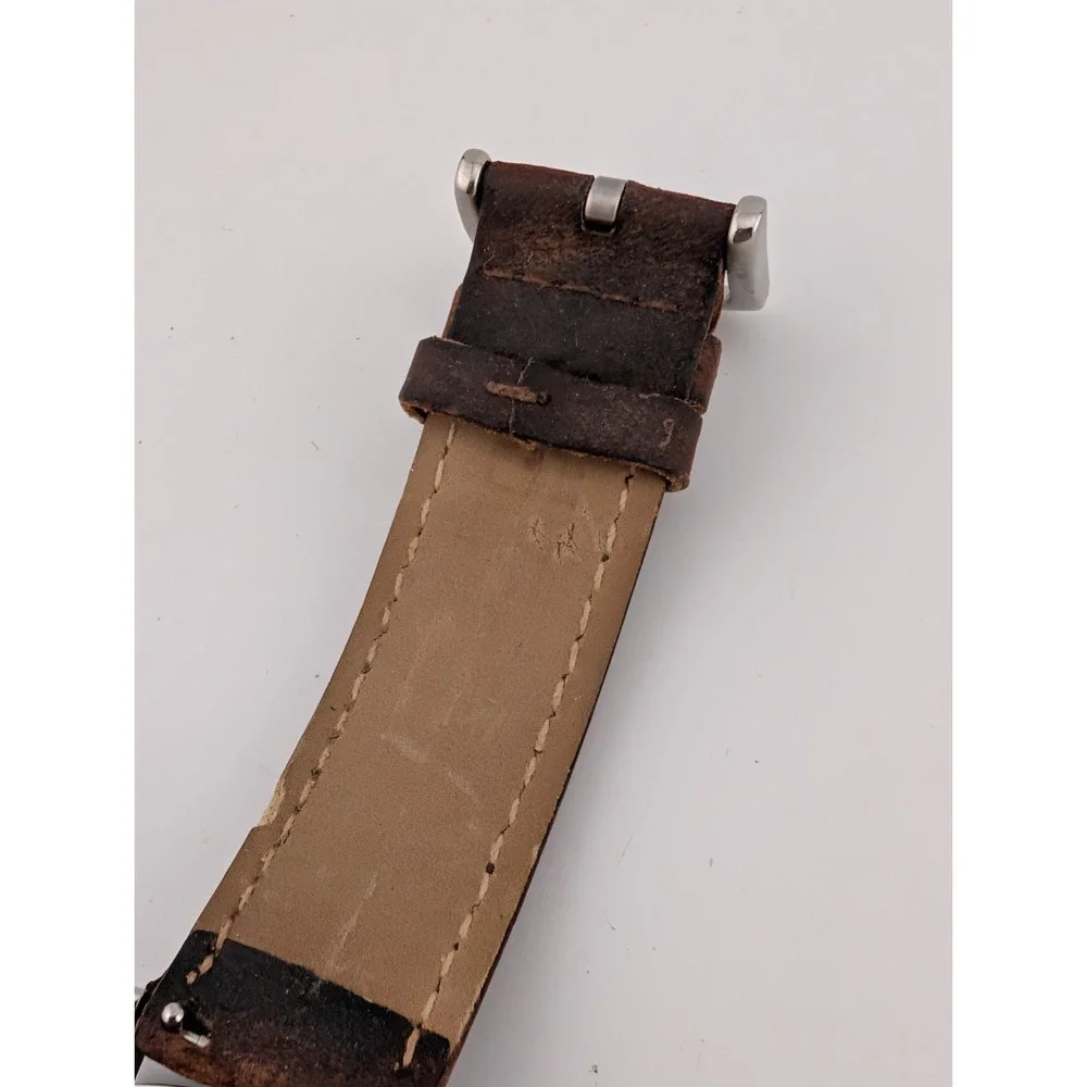 Time‎ Force Watch Men 43mm Case Flags Brown Leather Band- New Battery
